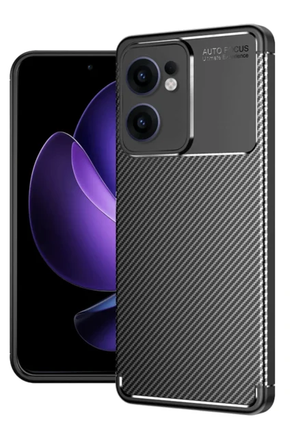 Uray store Oppo Reno 13F Kılıf Auto Focus Karbon Kapak - Siyah