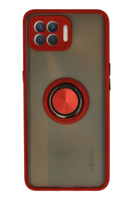 Uray store Oppo Reno 4 Lite Kılıf Montreal Yüzüklü Silikon Kapak - Kırmızı