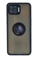 Uray store Oppo Reno 4 Lite Kılıf Montreal Yüzüklü Silikon Kapak - Lacivert