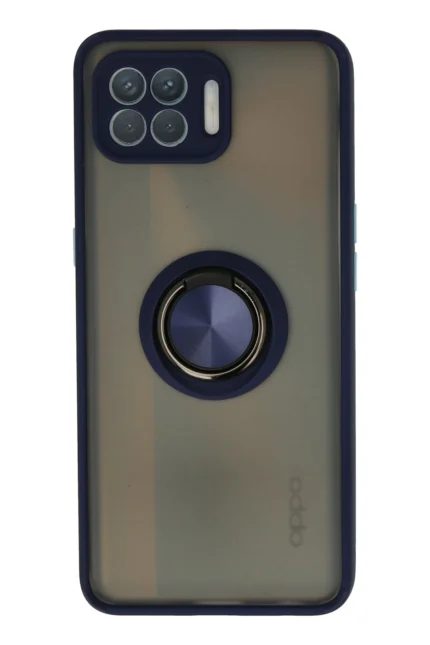 Uray store Oppo Reno 4 Lite Kılıf Montreal Yüzüklü Silikon Kapak - Lacivert
