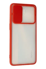 Uray store Oppo Reno 4 Lite Kılıf Palm Buzlu Kamera Sürgülü Silikon - Kırmızı - Görsel 3