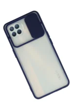 Uray store Oppo Reno 4 Lite Kılıf Palm Buzlu Kamera Sürgülü Silikon - Lacivert - Görsel 2