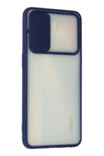 Uray store Oppo Reno 4 Lite Kılıf Palm Buzlu Kamera Sürgülü Silikon - Lacivert - Görsel 3