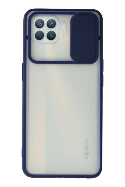 Uray store Oppo Reno 4 Lite Kılıf Palm Buzlu Kamera Sürgülü Silikon - Lacivert