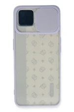 Uray store Oppo Reno 4 Lite Kılıf Palm Buzlu Kamera Sürgülü Silikon - Lila