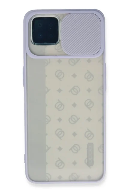 Uray store Oppo Reno 4 Lite Kılıf Palm Buzlu Kamera Sürgülü Silikon - Lila