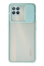 Uray store Oppo Reno 4 Lite Kılıf Palm Buzlu Kamera Sürgülü Silikon - Turkuaz