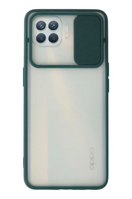 Uray store Oppo Reno 4 Lite Kılıf Palm Buzlu Kamera Sürgülü Silikon - Yeşil