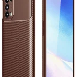 Uray store Oppo Reno 5 Kılıf Auto Focus Karbon Kapak - Kahverengi