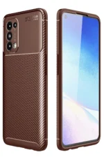 Uray store Oppo Reno 5 Kılıf Auto Focus Karbon Kapak - Kahverengi