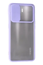 Uray store Oppo Reno 5 Lite Kılıf Palm Buzlu Kamera Sürgülü Silikon - Lila - Görsel 3