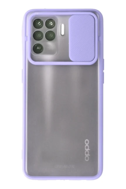 Uray store Oppo Reno 5 Lite Kılıf Palm Buzlu Kamera Sürgülü Silikon - Lila