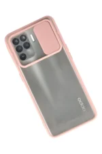 Uray store Oppo Reno 5 Lite Kılıf Palm Buzlu Kamera Sürgülü Silikon - Pembe - Görsel 2