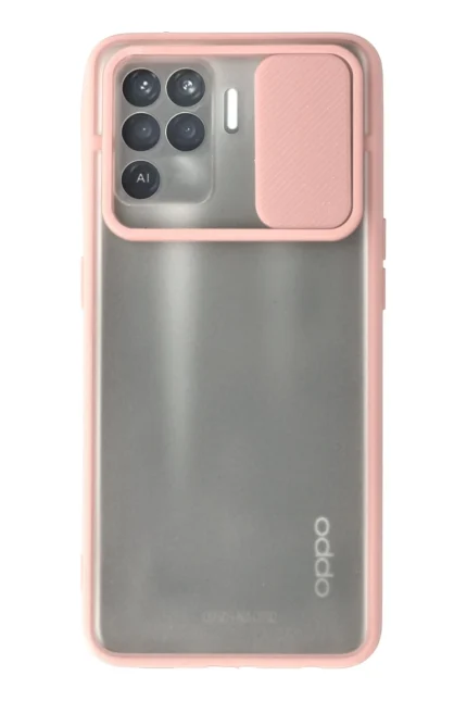 Uray store Oppo Reno 5 Lite Kılıf Palm Buzlu Kamera Sürgülü Silikon - Pembe