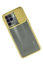 Uray store Oppo Reno 5 Lite Kılıf Palm Buzlu Kamera Sürgülü Silikon - Sarı - Görsel 2