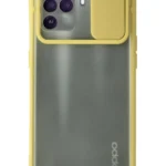 Uray store Oppo Reno 5 Lite Kılıf Palm Buzlu Kamera Sürgülü Silikon - Sarı