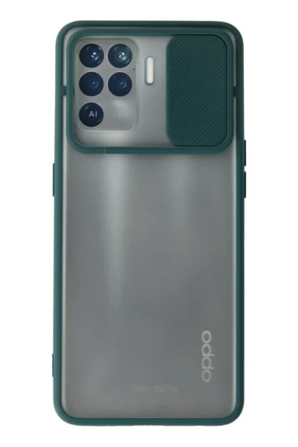 Uray store Oppo Reno 5 Lite Kılıf Palm Buzlu Kamera Sürgülü Silikon - Yeşil