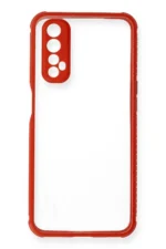 Uray store Realme 7 Kılıf Miami Şeffaf Silikon - Kırmızı - Görsel 2