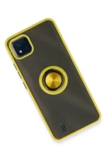 Uray store Realme C11 2021 Kılıf Montreal Yüzüklü Silikon Kapak - Sarı - Görsel 2