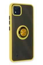 Uray store Realme C11 2021 Kılıf Montreal Yüzüklü Silikon Kapak - Sarı - Görsel 3