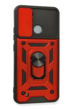 Uray store Realme C11 2021 Kılıf Pars Lens Yüzüklü Silikon - Kırmızı - Görsel 3