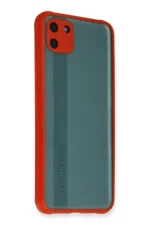 Uray store Realme C11 Kılıf Miami Şeffaf Silikon - Kırmızı