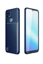 Uray store Realme C21 Kılıf Auto Focus Karbon Kapak - Lacivert