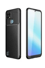 Uray store Realme C21 Kılıf Auto Focus Karbon Kapak - Siyah