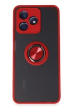 Uray store Realme C53 Kılıf Montreal Yüzüklü Silikon Kapak - Kırmızı