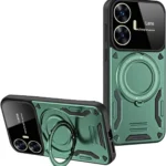 Uray store Realme C55 Kılıf Joy Lens Standlı Kapak - Koyu Yeşil