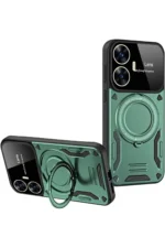 Uray store Realme C55 Kılıf Joy Lens Standlı Kapak - Koyu Yeşil