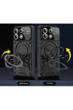 Uray store Realme C55 Kılıf Joy Lens Standlı Kapak - Lacivert - Görsel 2