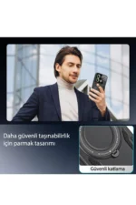 Uray store Realme C55 Kılıf Joy Lens Standlı Kapak - Lacivert - Görsel 4