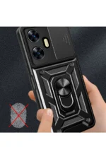 Uray store Realme C55 Kılıf Pars Lens Yüzüklü Silikon - Kırmızı - Görsel 3