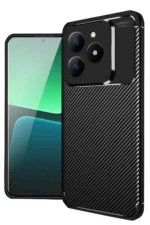 Uray store Realme C61 Kılıf Auto Focus Karbon Kapak - Siyah