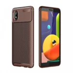 Uray store Samsung Galaxy A01 Core Kılıf Auto Focus Karbon Kapak - Kahverengi