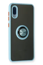 Uray store Samsung Galaxy A02 Kılıf Montreal Yüzüklü Silikon Kapak - Buz Mavi - Görsel 2