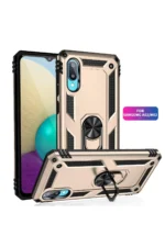 Uray store Samsung Galaxy A02 Kılıf Sofya Yüzüklü Silikon Kapak - Gold - Görsel 2