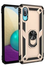 Uray store Samsung Galaxy A02 Kılıf Sofya Yüzüklü Silikon Kapak - Gold