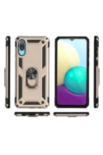 Uray store Samsung Galaxy A02 Kılıf Sofya Yüzüklü Silikon Kapak - Gold - Görsel 3