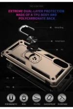 Uray store Samsung Galaxy A02 Kılıf Sofya Yüzüklü Silikon Kapak - Gold - Görsel 6