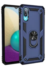 Uray store Samsung Galaxy A02 Kılıf Sofya Yüzüklü Silikon Kapak - Lacivert