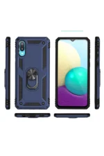 Uray store Samsung Galaxy A02 Kılıf Sofya Yüzüklü Silikon Kapak - Lacivert - Görsel 3