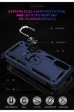 Uray store Samsung Galaxy A02 Kılıf Sofya Yüzüklü Silikon Kapak - Lacivert - Görsel 6