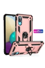 Uray store Samsung Galaxy A02 Kılıf Sofya Yüzüklü Silikon Kapak - Rose - Görsel 2