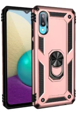 Uray store Samsung Galaxy A02 Kılıf Sofya Yüzüklü Silikon Kapak - Rose
