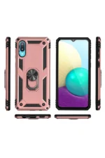 Uray store Samsung Galaxy A02 Kılıf Sofya Yüzüklü Silikon Kapak - Rose - Görsel 3