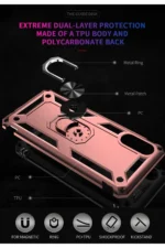 Uray store Samsung Galaxy A02 Kılıf Sofya Yüzüklü Silikon Kapak - Rose - Görsel 6