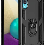 Uray store Samsung Galaxy A02 Kılıf Sofya Yüzüklü Silikon Kapak - Siyah