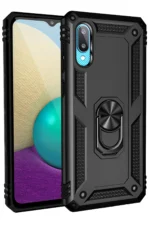 Uray store Samsung Galaxy A02 Kılıf Sofya Yüzüklü Silikon Kapak - Siyah